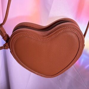 Heart-Shaped Tan faux Leather Bag